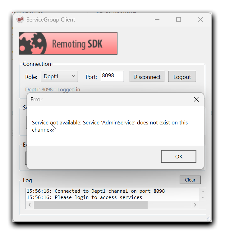Server rejects unauthorized service call